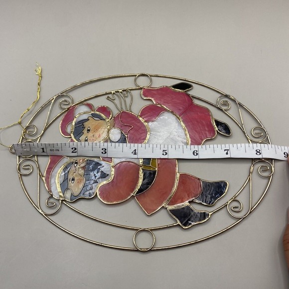 Vintage Capiz Shell Christmas Sun Catcher Santa and Mrs. Claus Holiday Decor - Picture 10 of 11